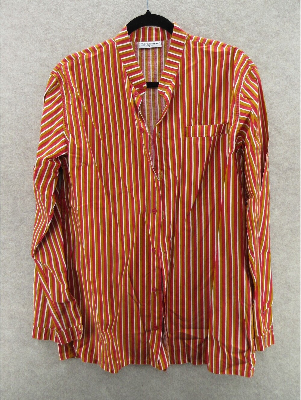 Vintage Marimekko Finland Striped Button Down Shirt 100% Cotton Size 41